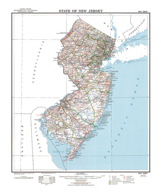 State of New Jersey Topographic Map