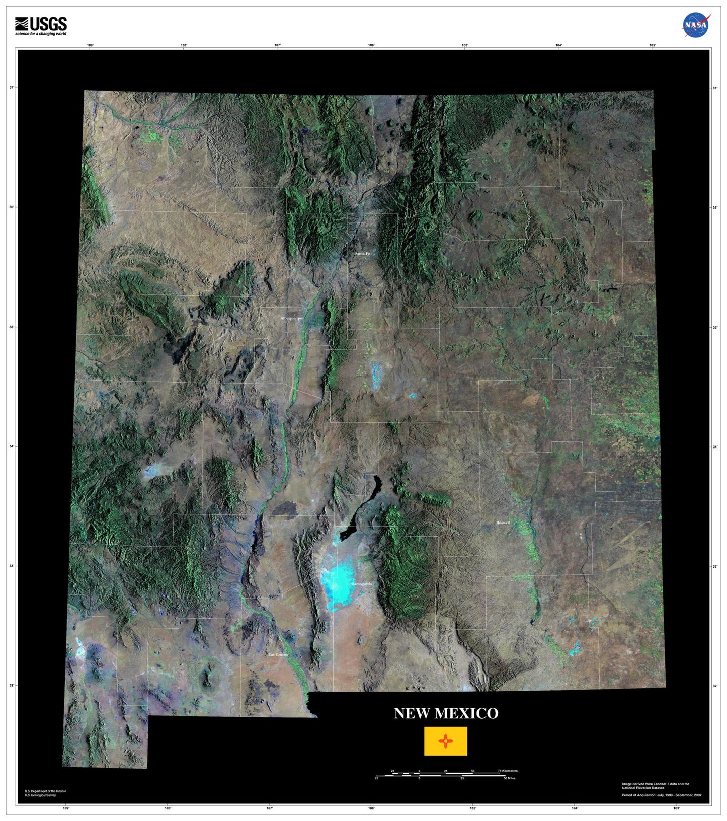 State of New Mexico Satellite Map