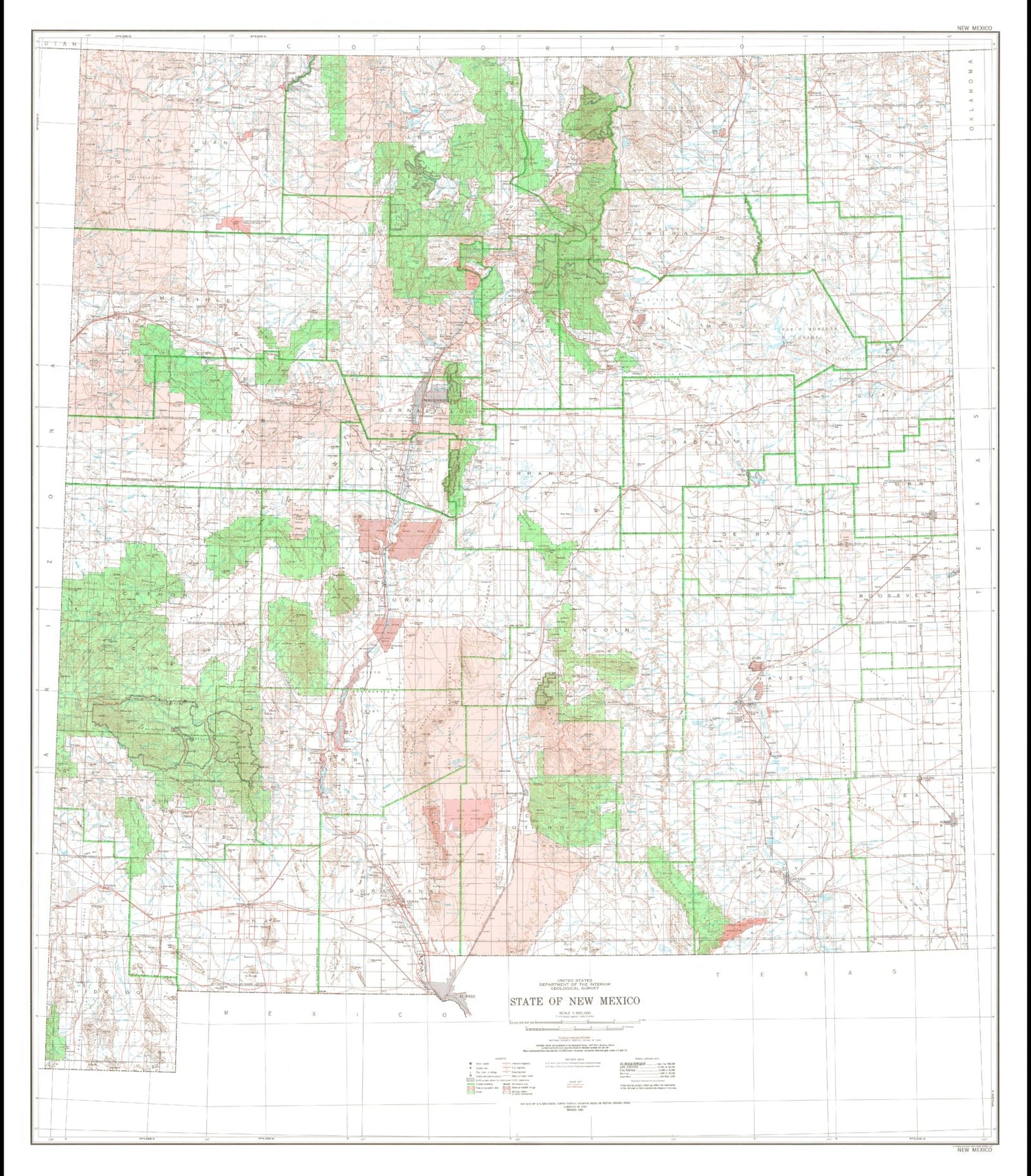 State of New Mexico Topographic Map