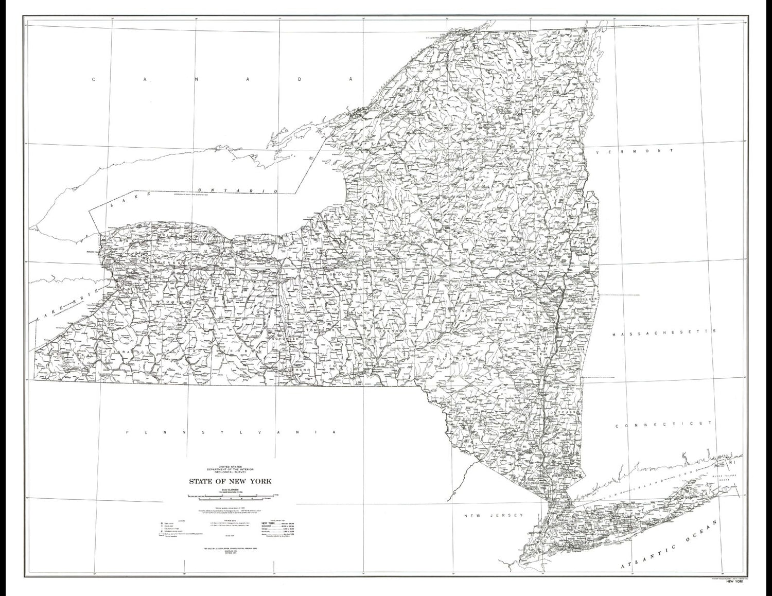 State of New York Line Drawing Map