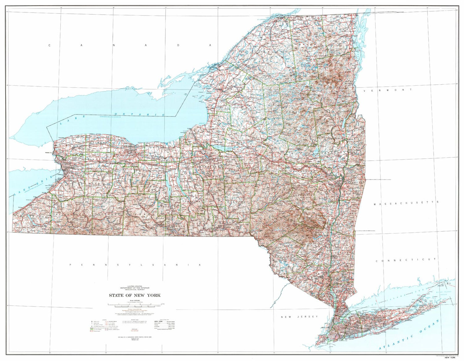 State of New York Topographic Map