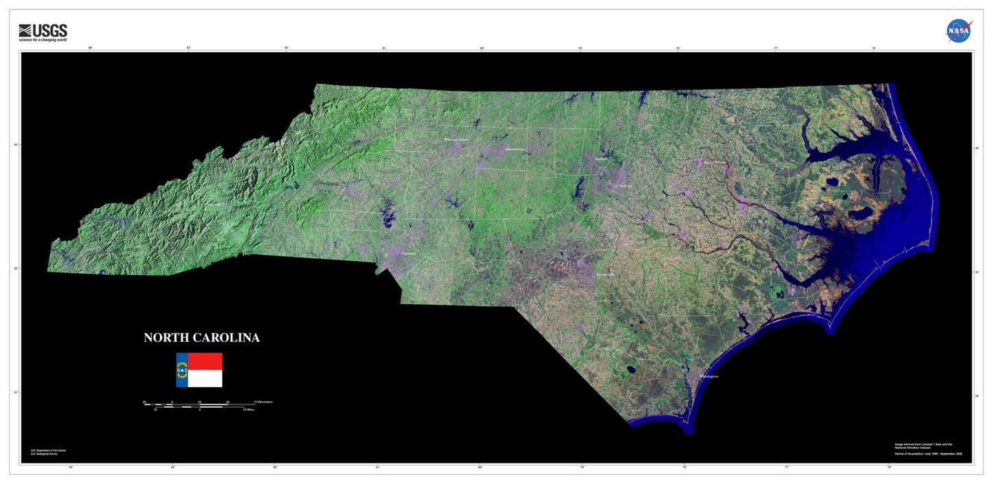 State of North Carolina Satellite Map