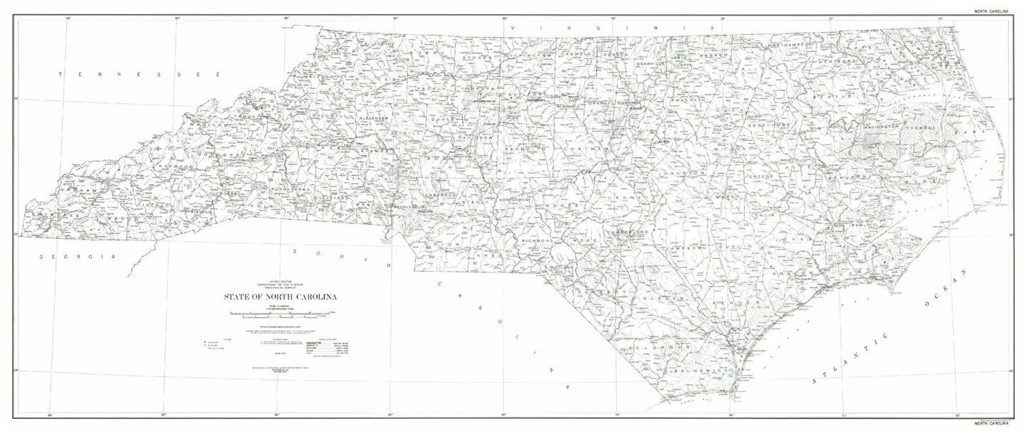 State of North Carolina Line Drawing Map