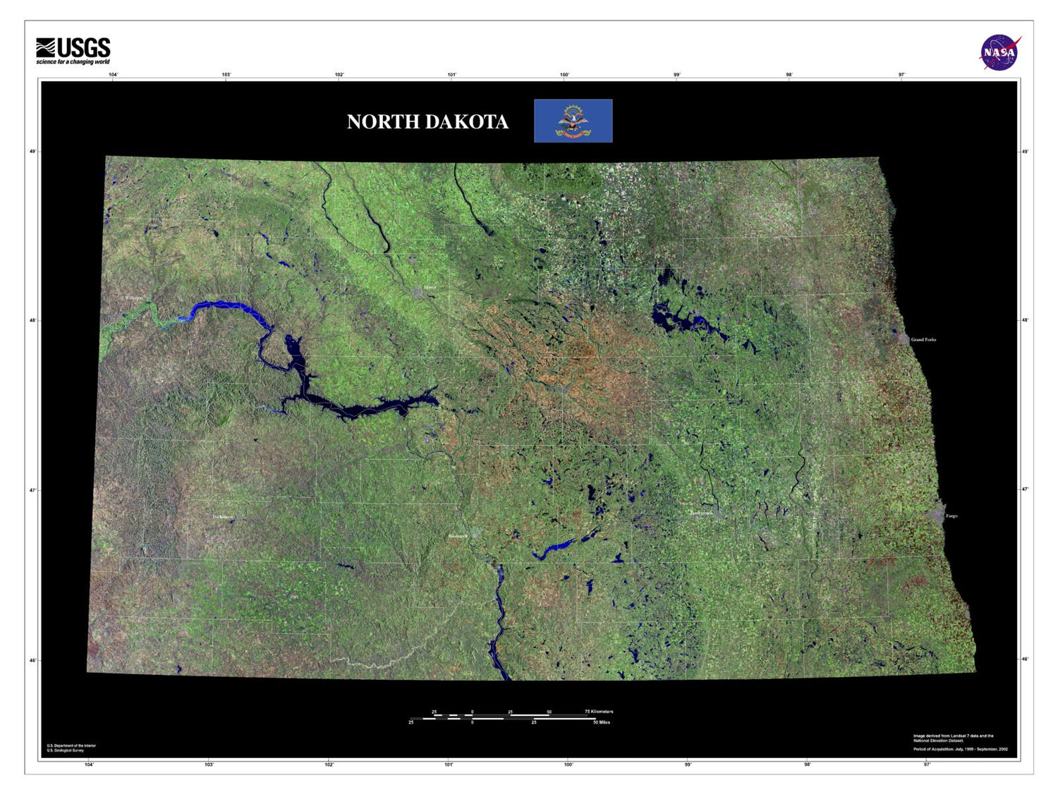 State of North Dakota Satellite Map