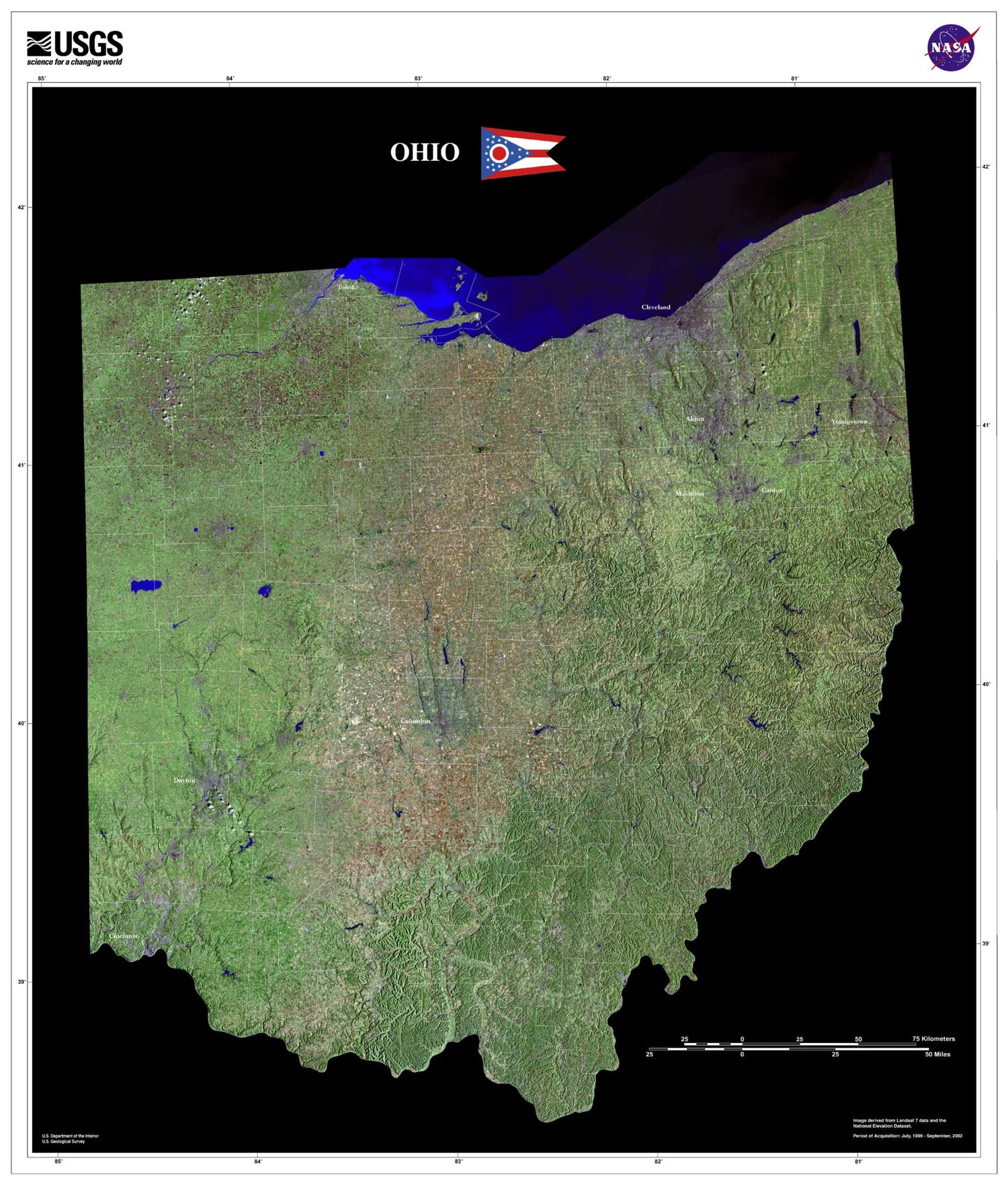 State of Ohio Satellite Map