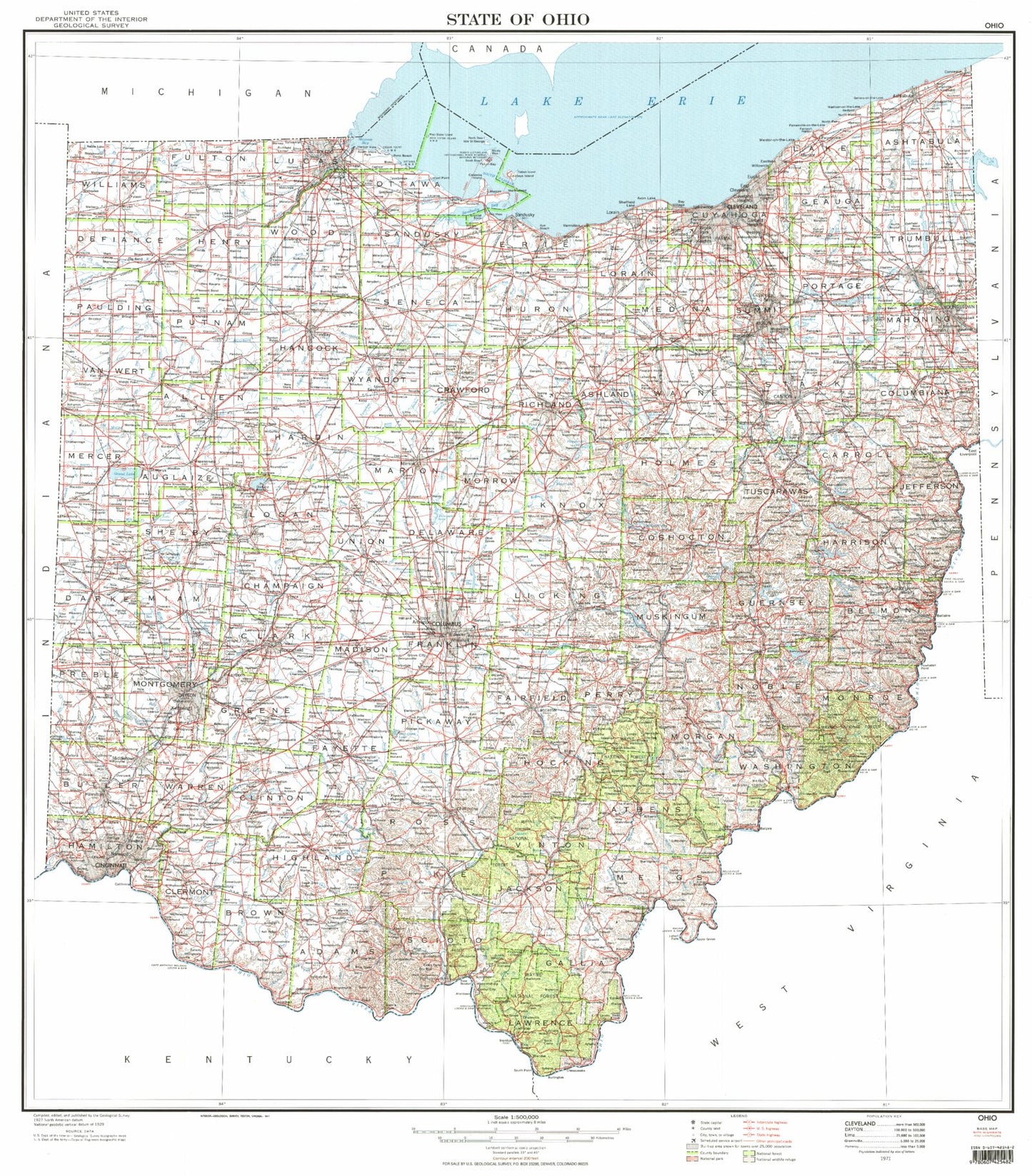 State of Ohio Topographic Map