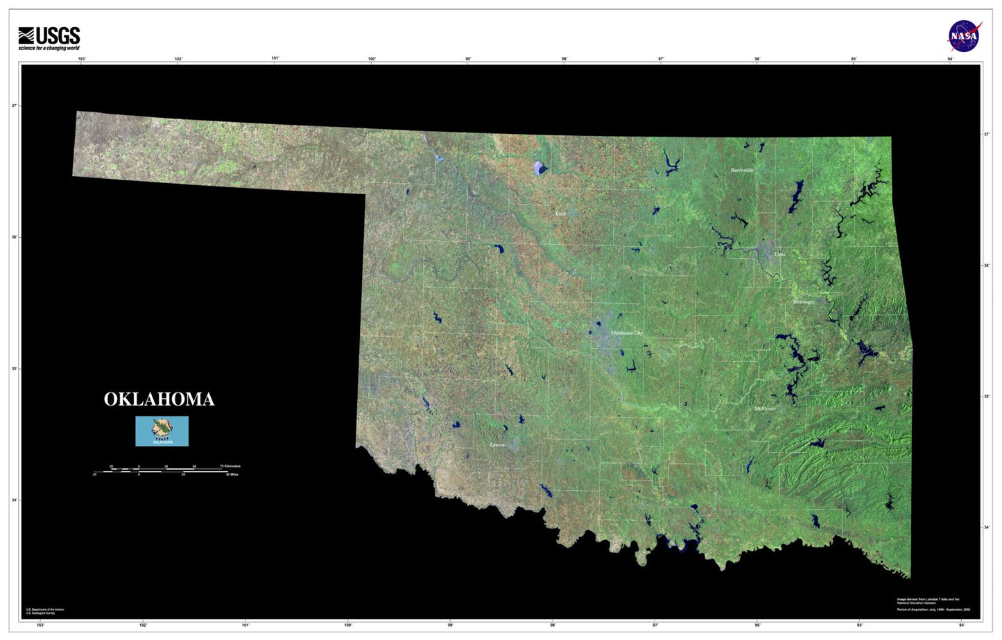 State of Oklahoma Satellite Map