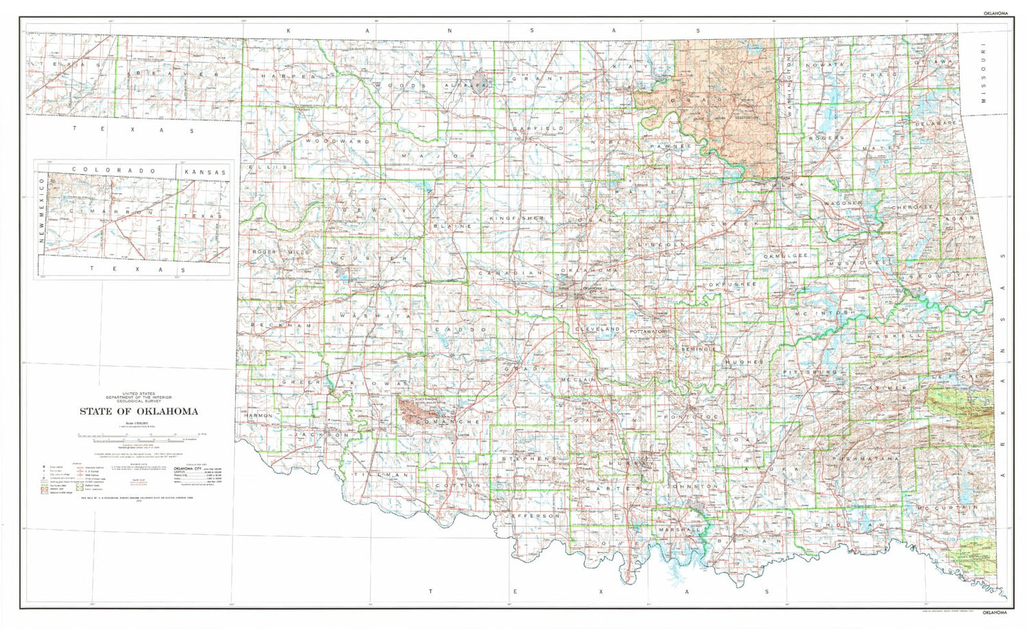 State of Oklahoma Topographic Map