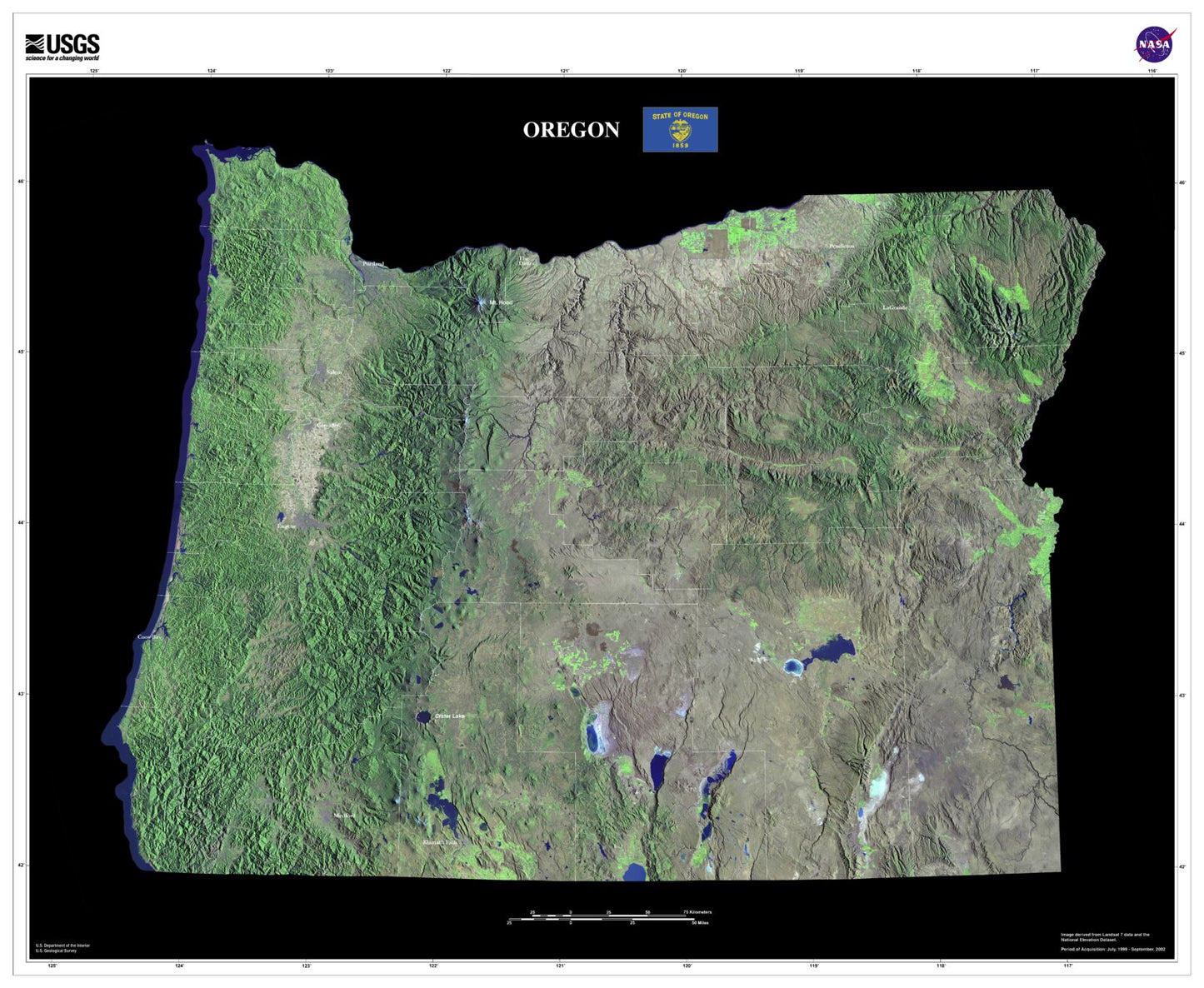 State of Oregon Satellite Map