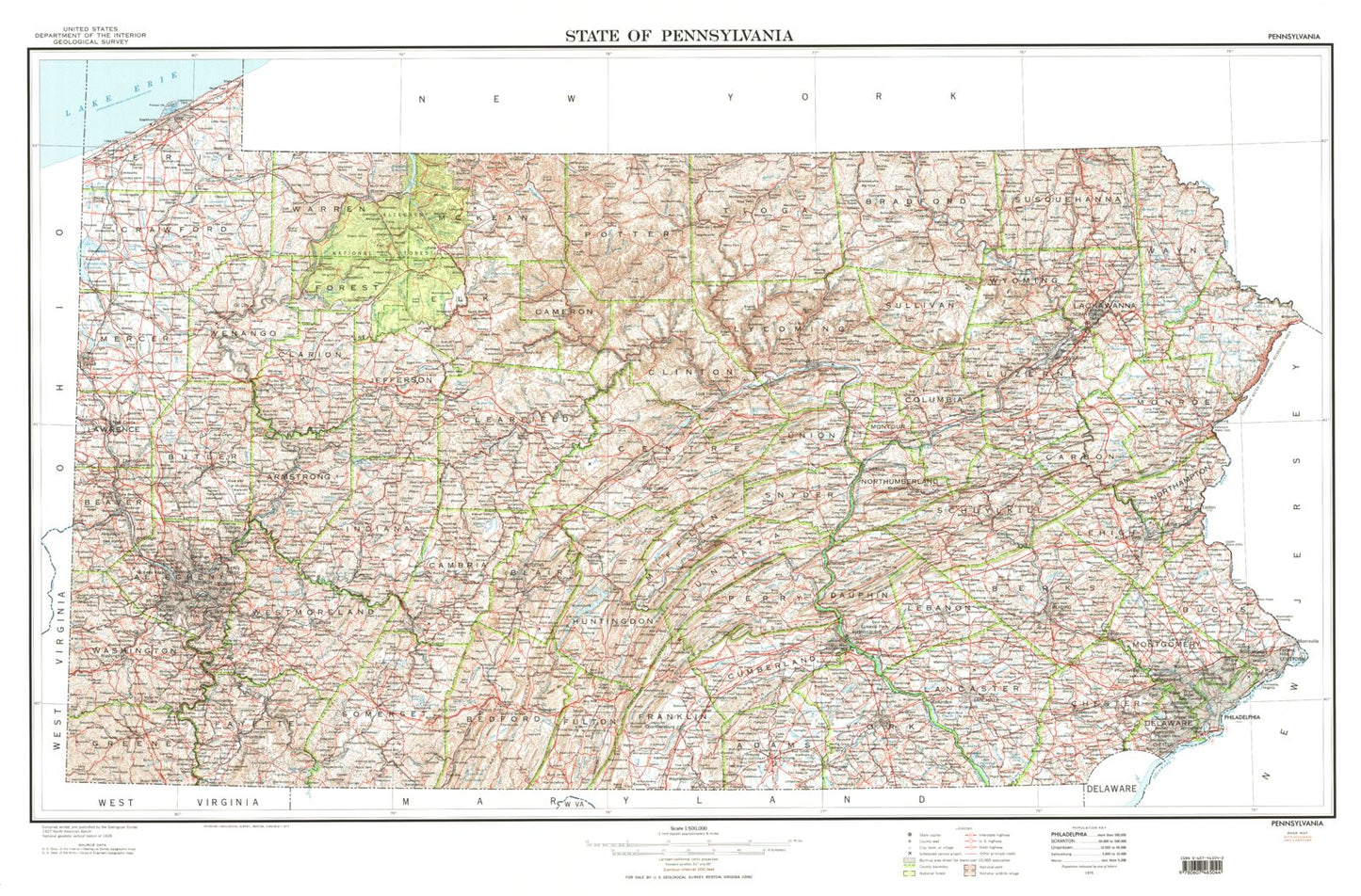 State of Pennsylvania Topographic Map