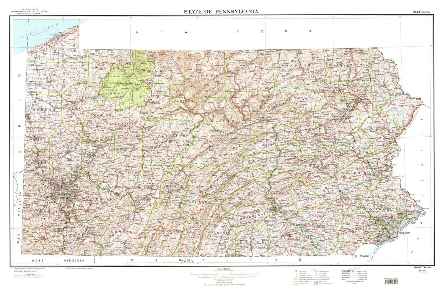 State of Pennsylvania Topographic Map