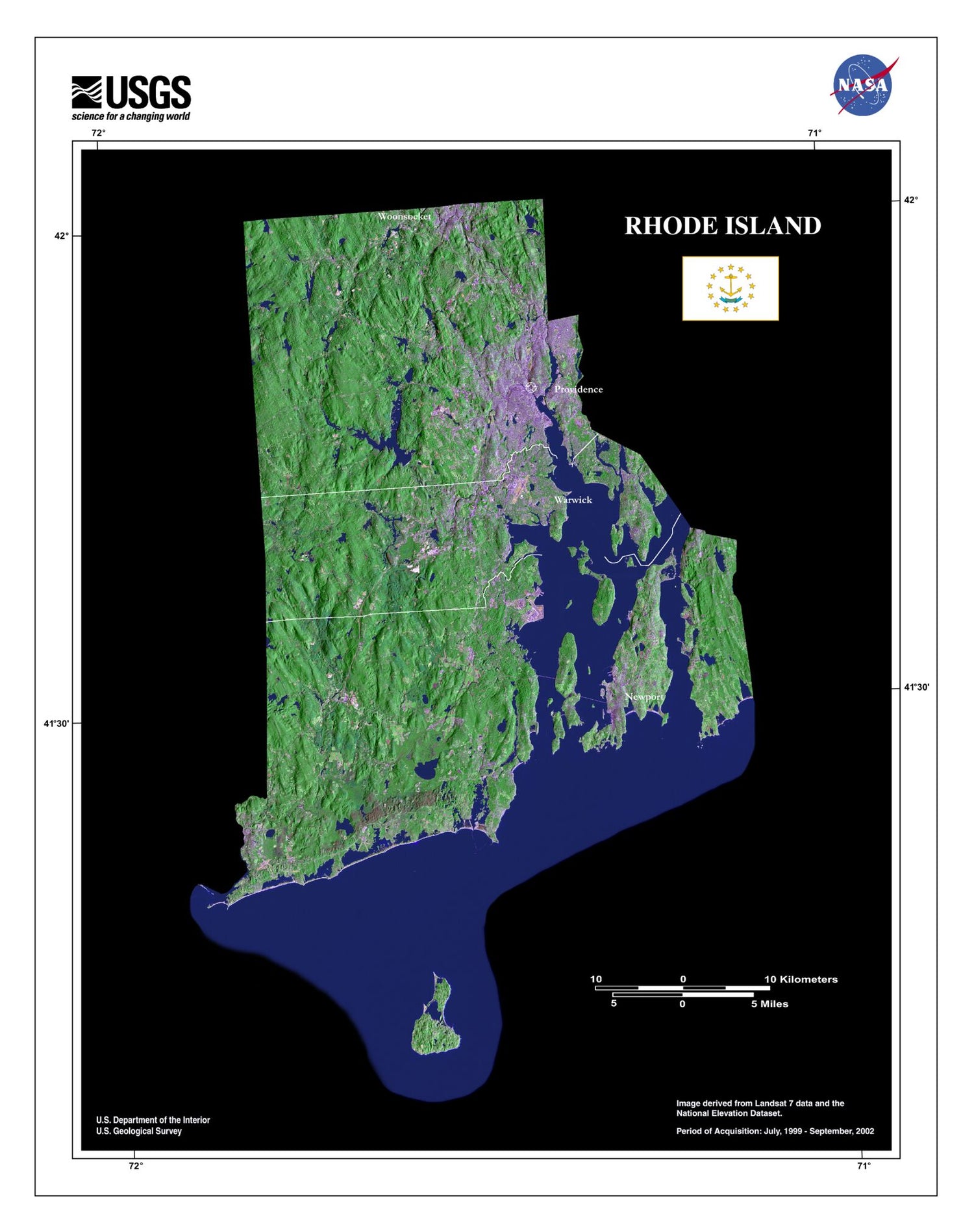 State of Rhode Island Satellite Map