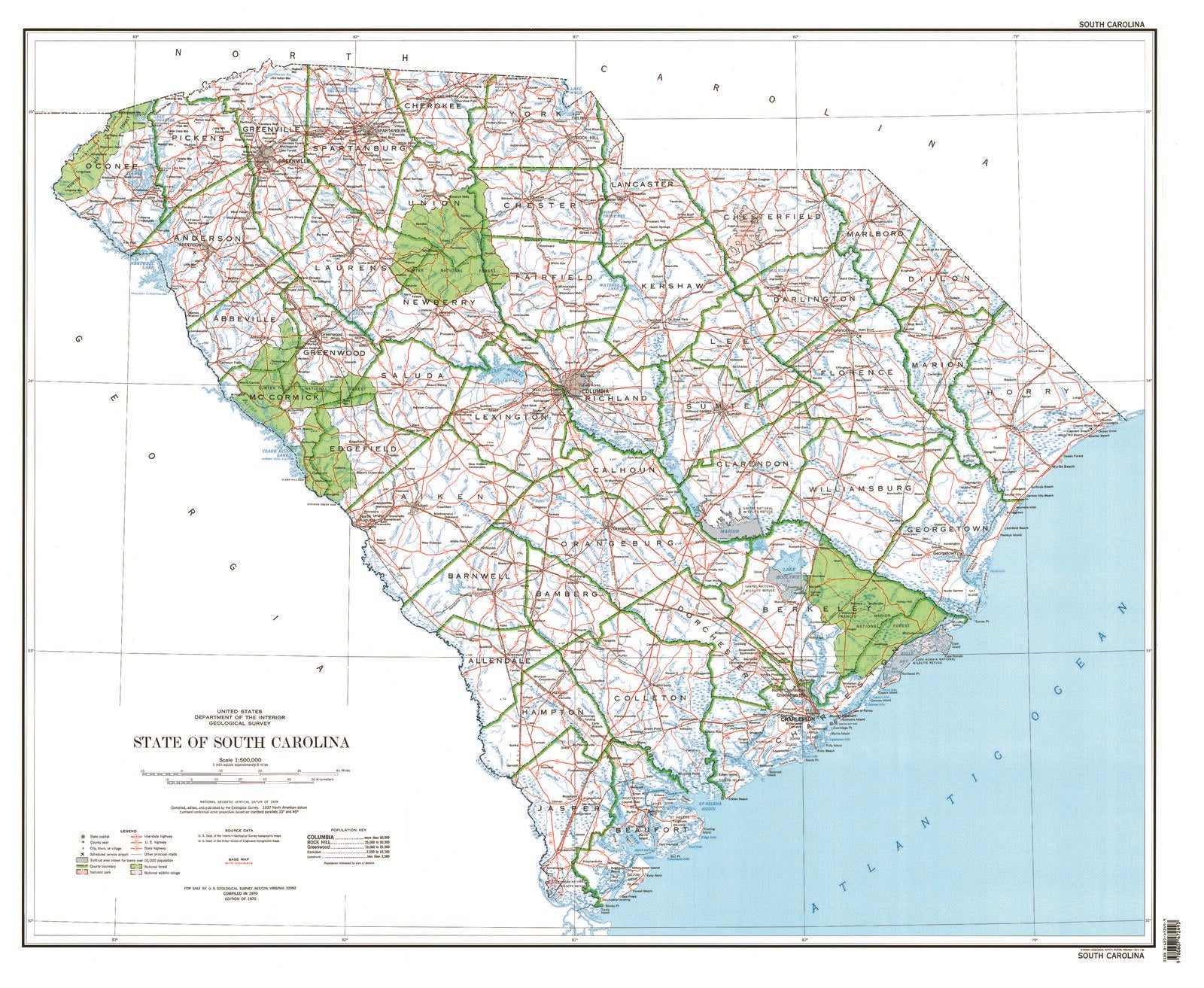 State of South Carolina Base Map – MyTopo Map Store