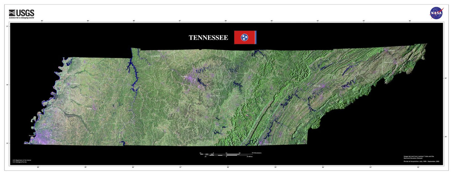 State of Tennessee Satellite Map