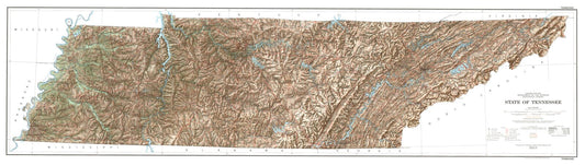 State of Tennessee Shaded Relief Topo Map