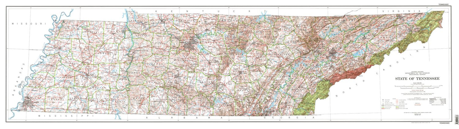 State of Tennessee Topographic Map