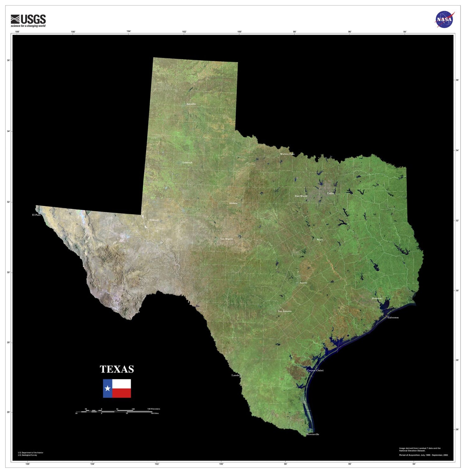 State of Texas Satellite Map