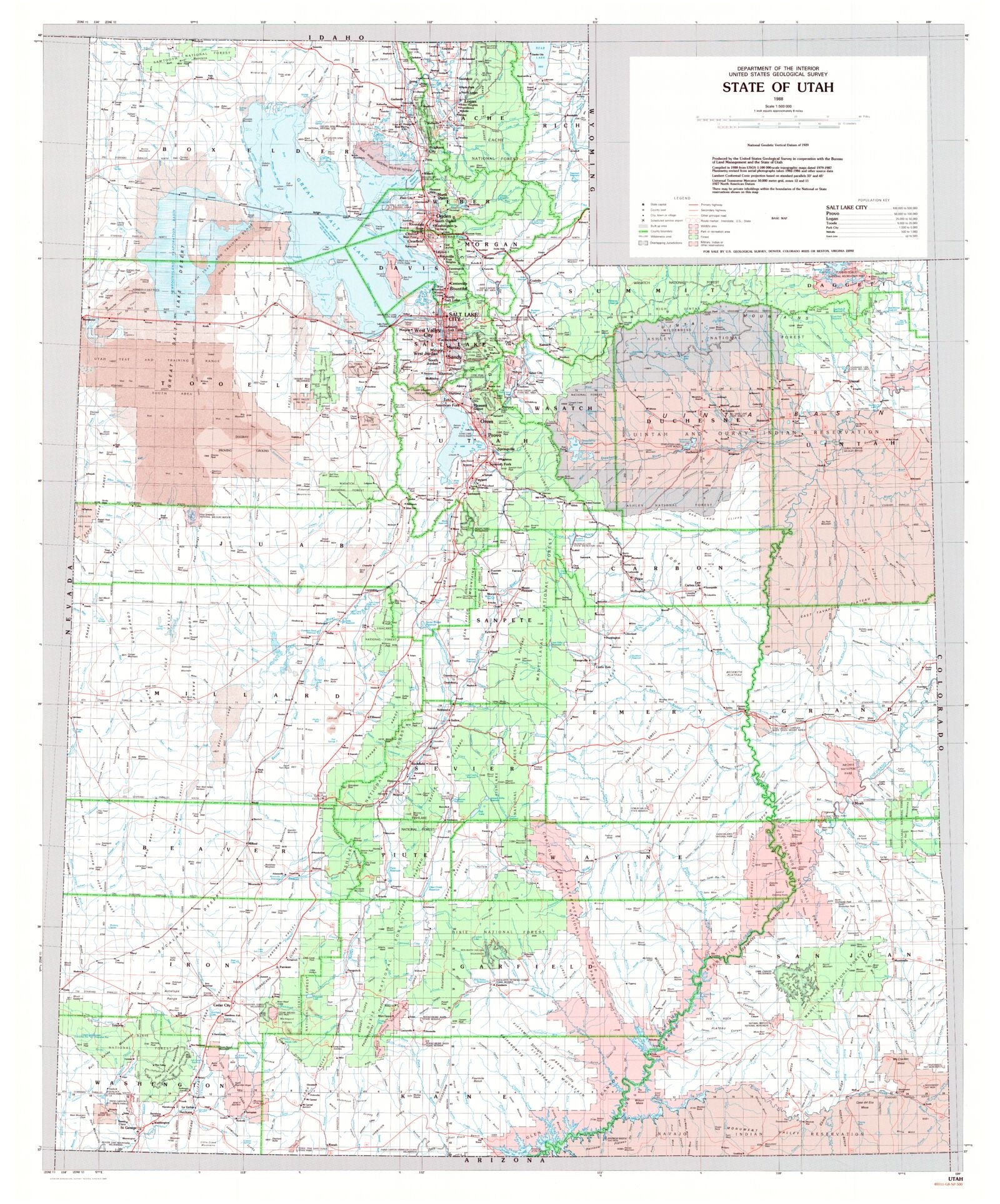 Utah Inset Map State of Utah Maps – MyTopo Map Store