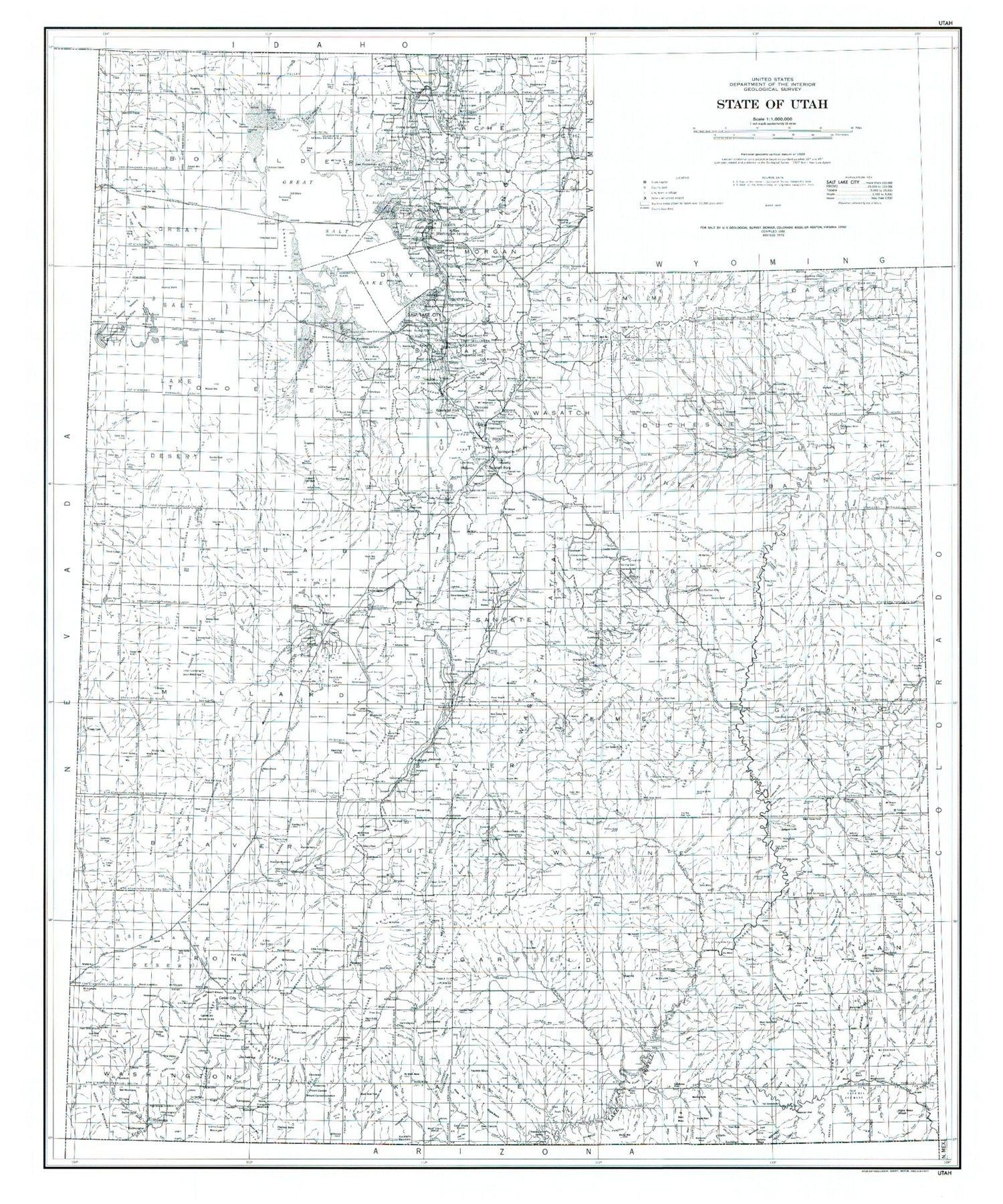 Utah Drawing.pdf State of Utah Line Drawing Map – MyTopo Map Store