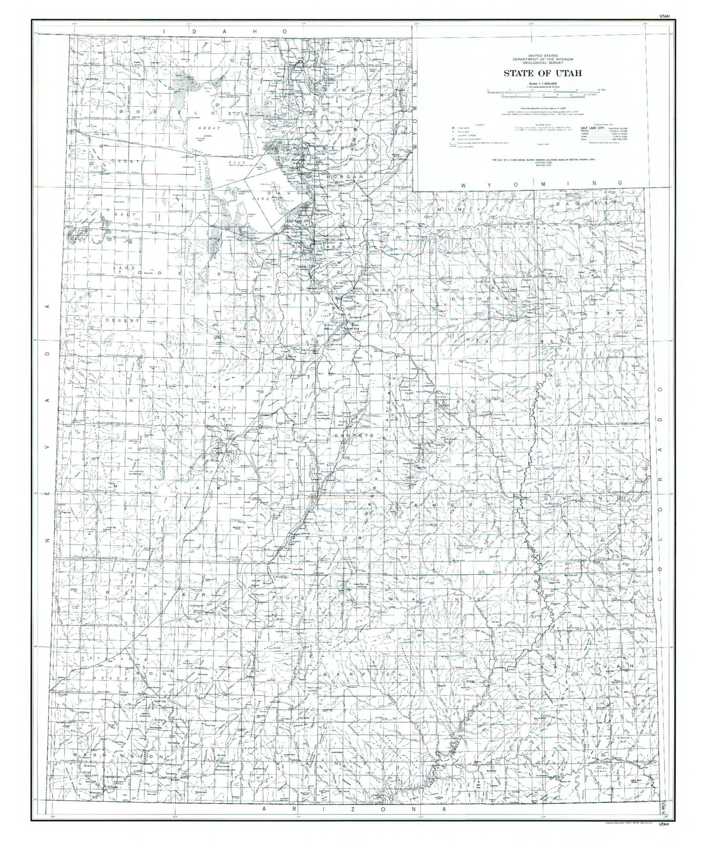 State of Utah Line Drawing Map