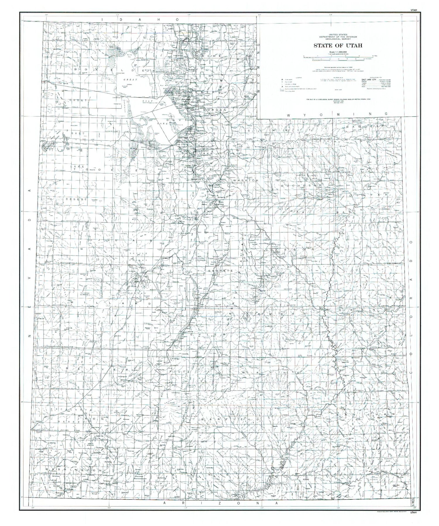 State of Utah Line Drawing Map