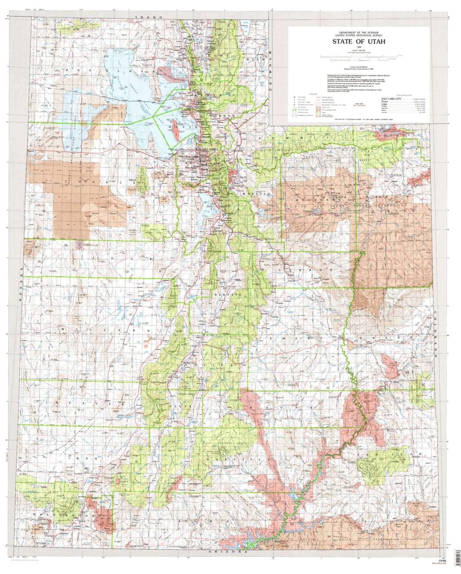 State of Utah Topographic Map