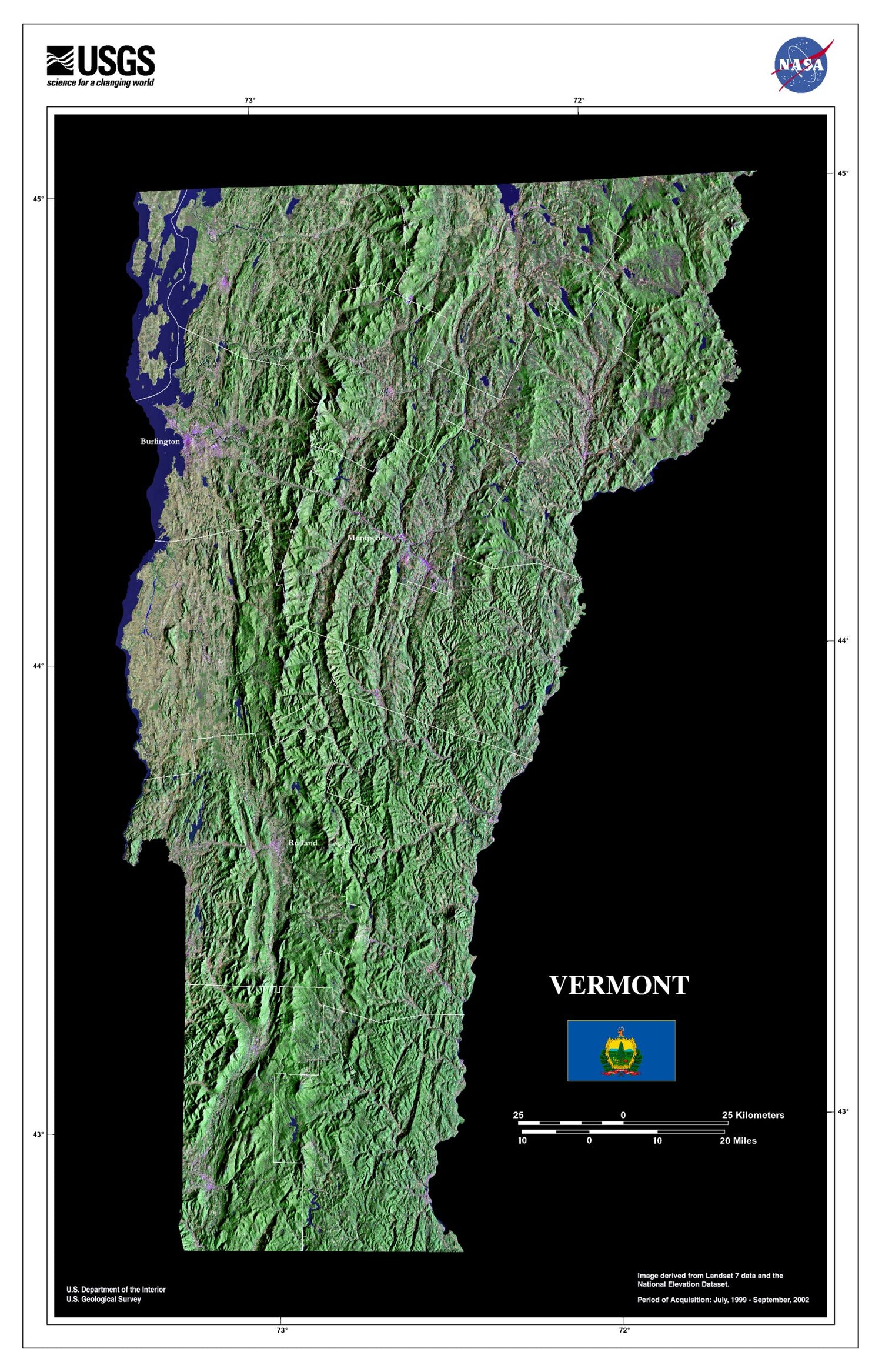 State of Vermont Satellite Map