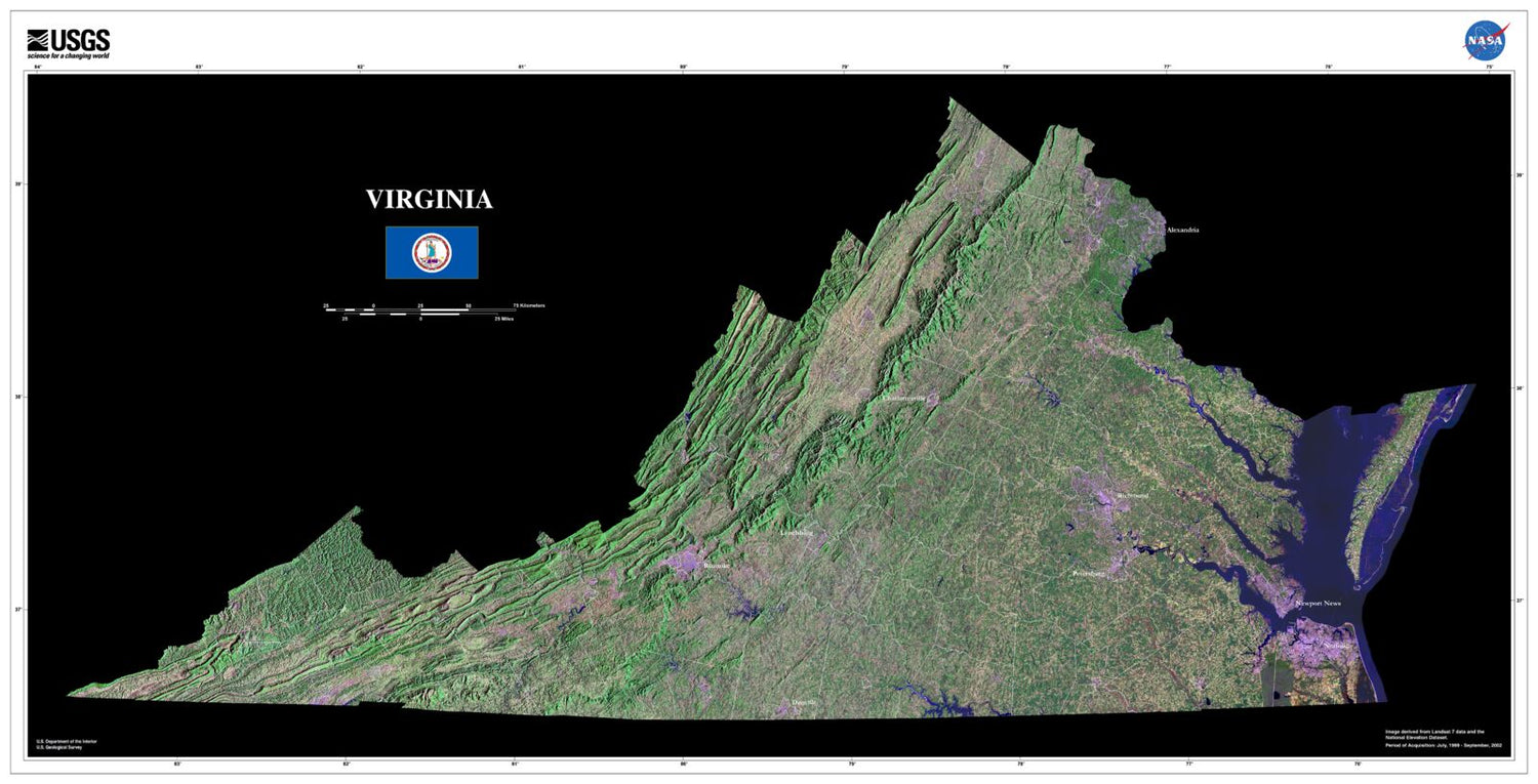 State of Virginia Satellite Map