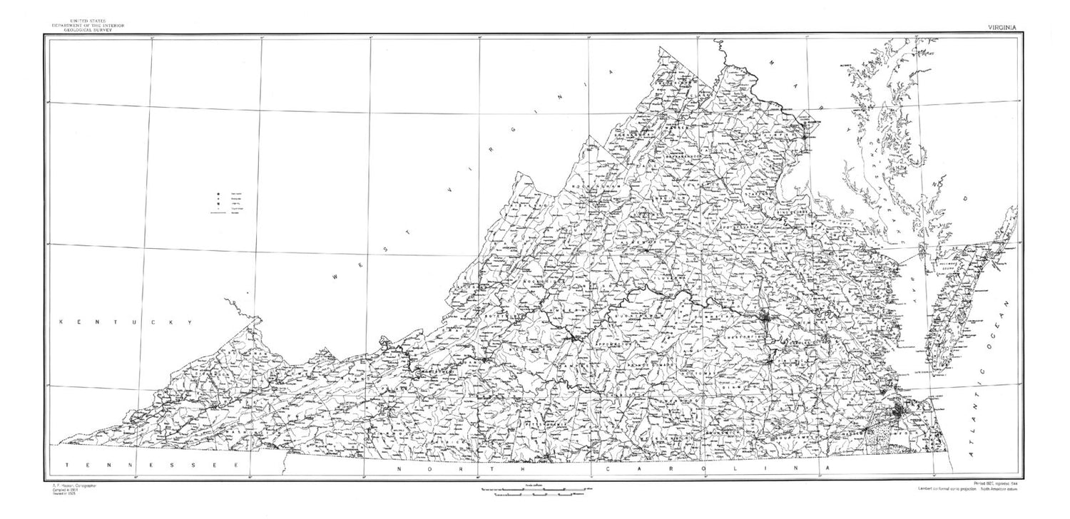 State of Virginia Line Drawing Map