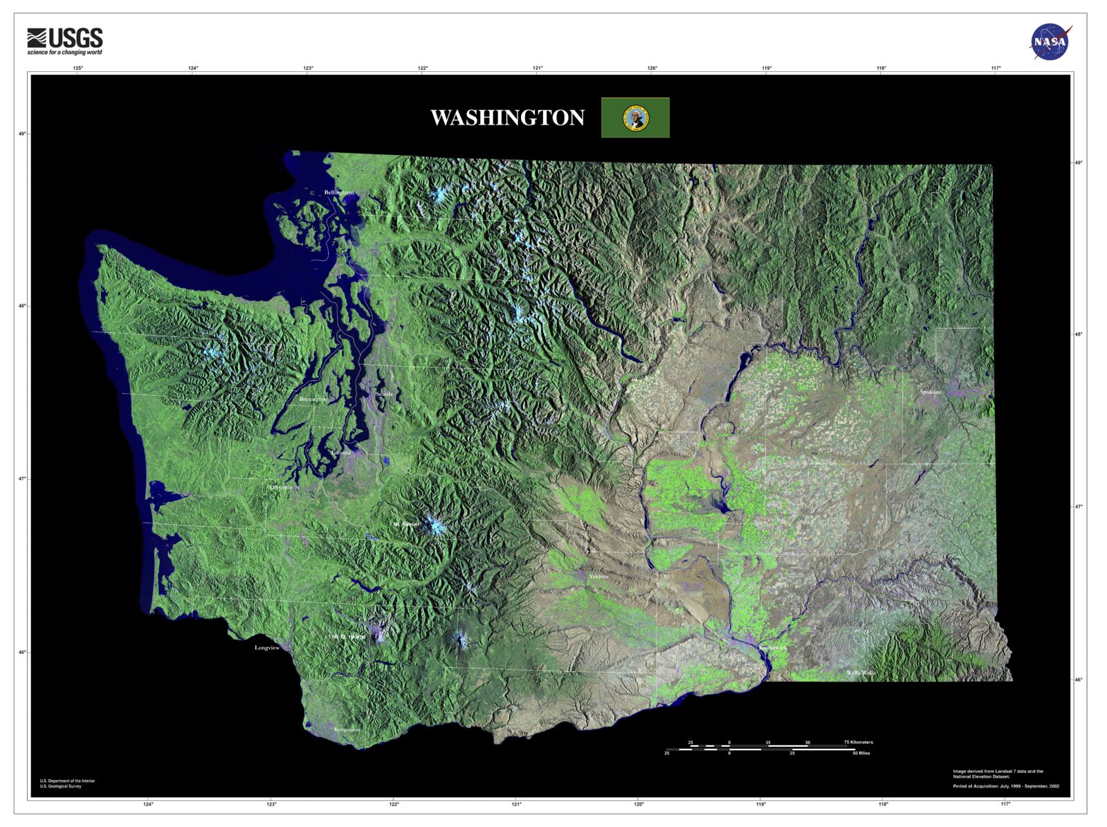State of Washington Maps Page - USGS State Washington Landsat