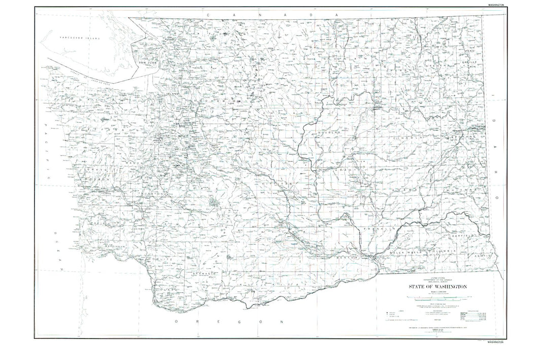 State of Washington Maps Page - USGS State Washington Line Drawing 1066x
