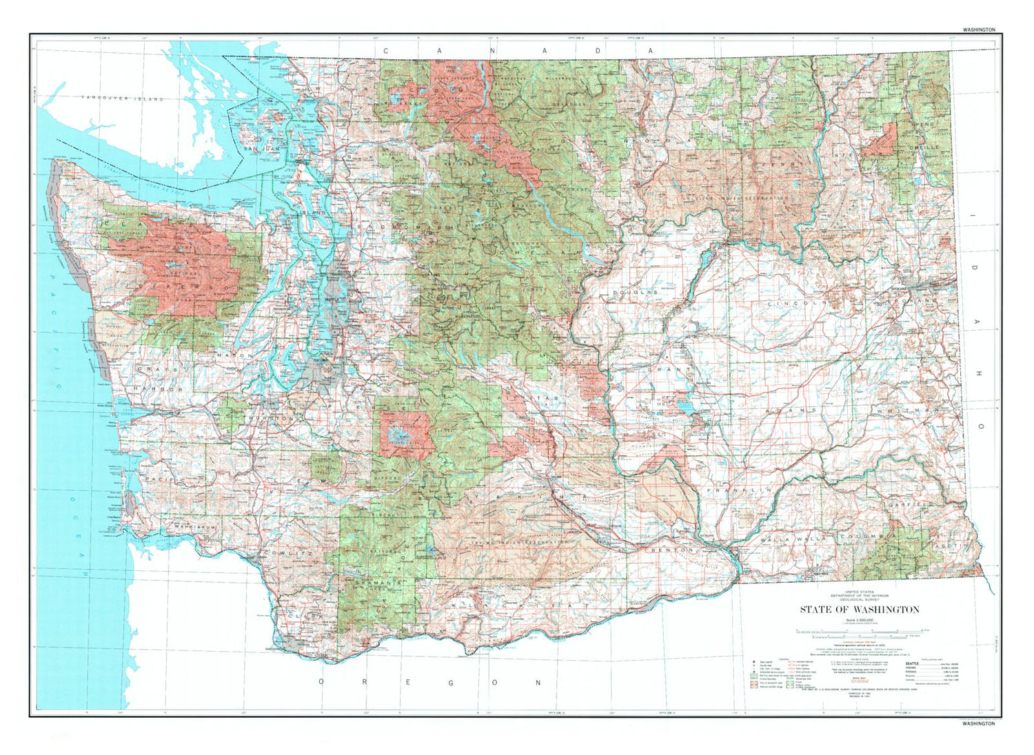 State of Washington Topographic Map