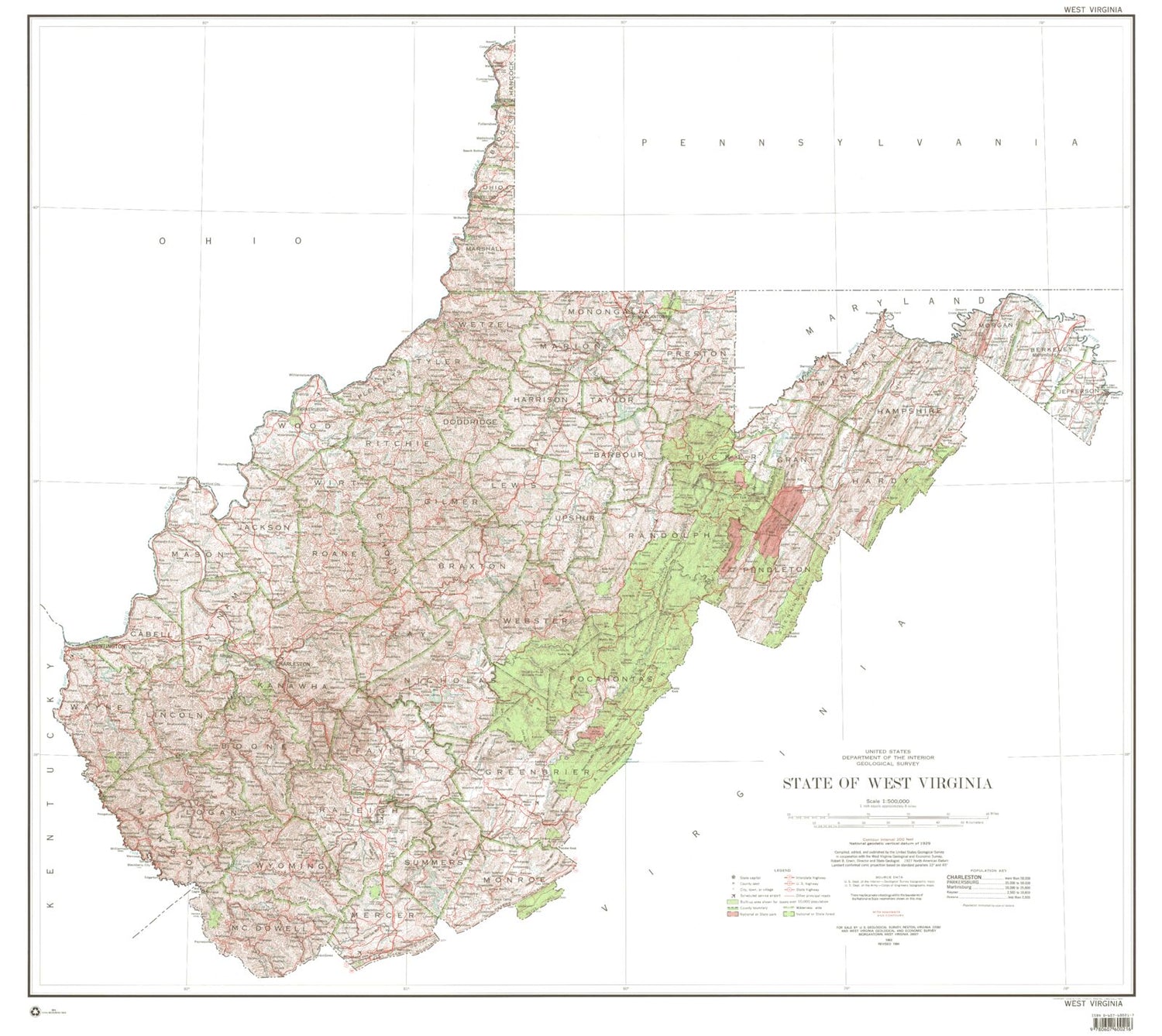 State of West Virginia Topographic Map