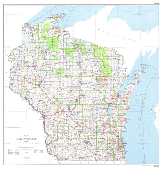 State of Wisconsin Base Map Map