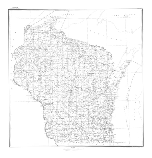 State of Wisconsin Line Drawing Map