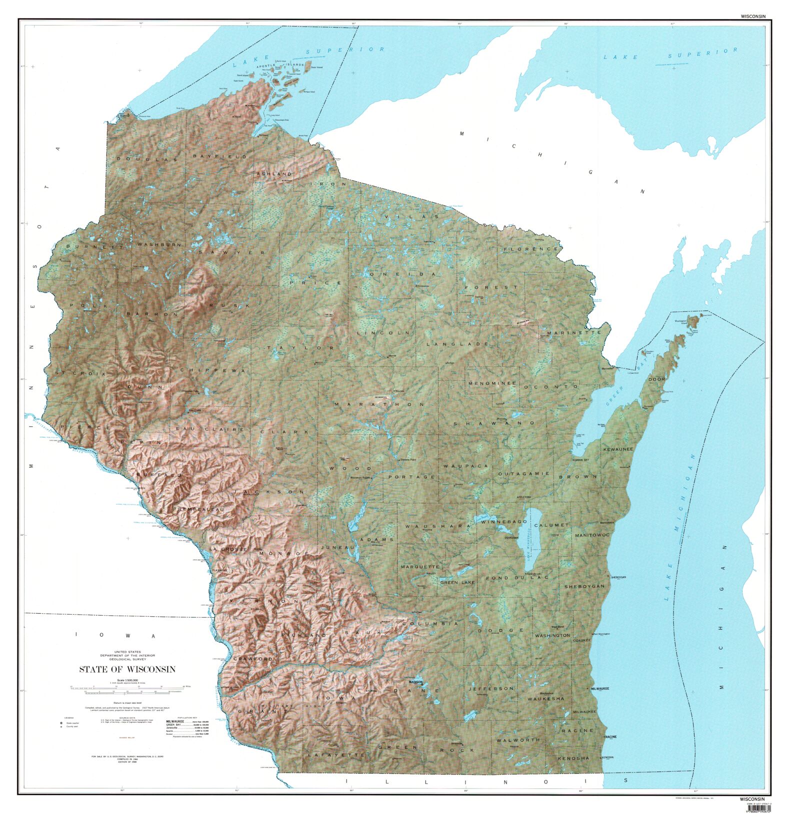 State of Wisconsin Maps MyTopo - USGS State Wisconsin Shaded Relief Topo 