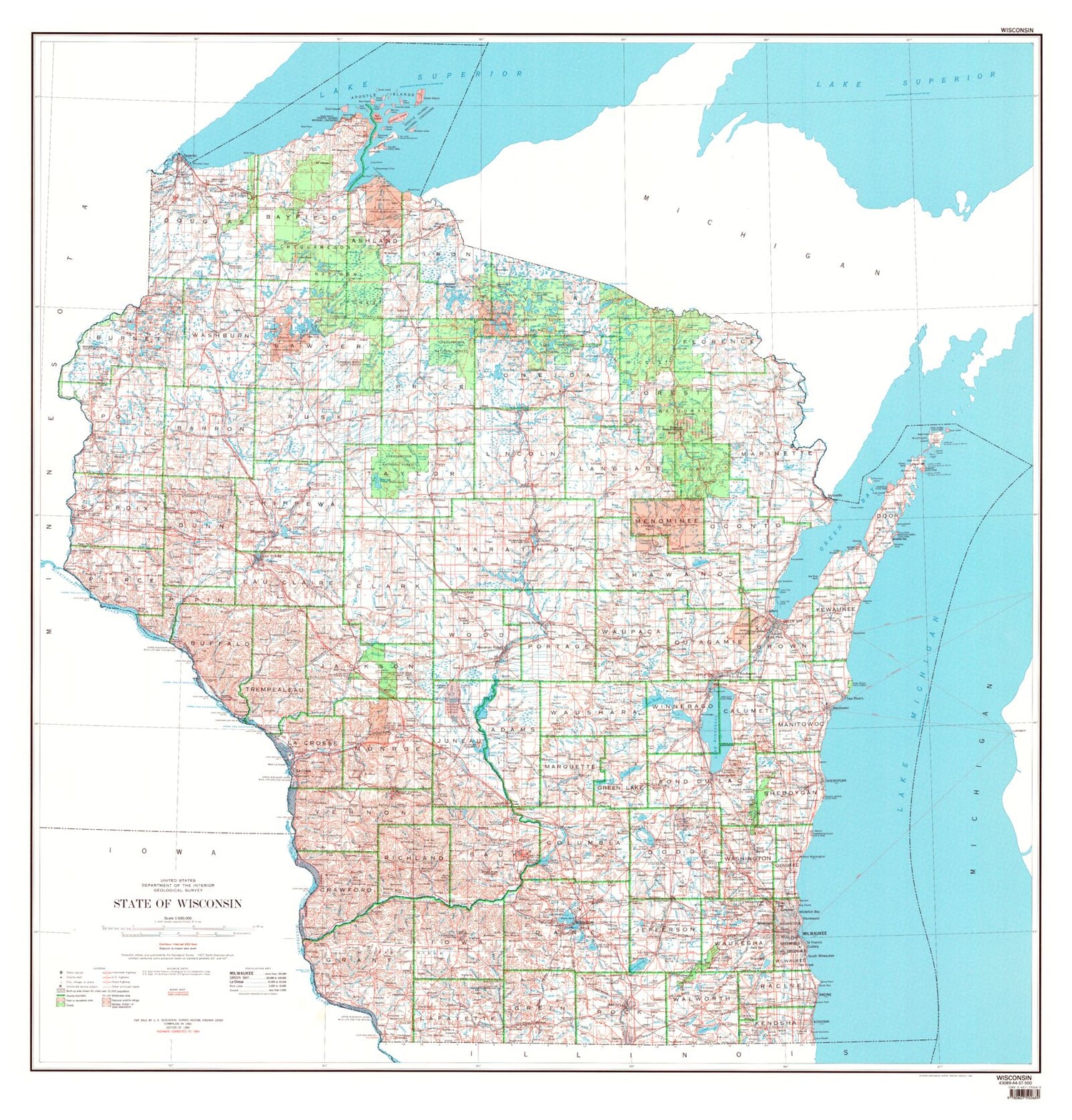 State of Wisconsin Topographic Map