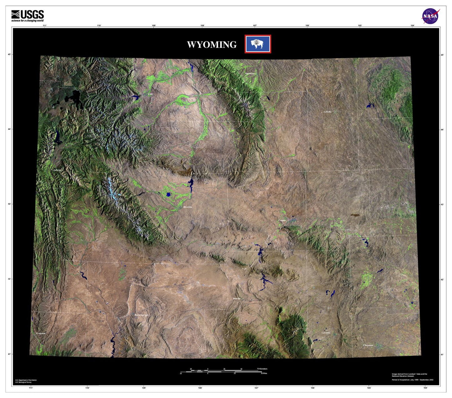 State of Wyoming Satellite Map