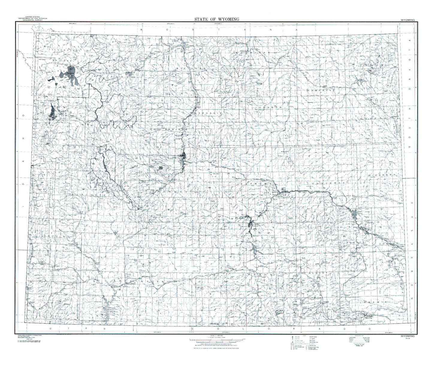 State of Wyoming Line Drawing Map