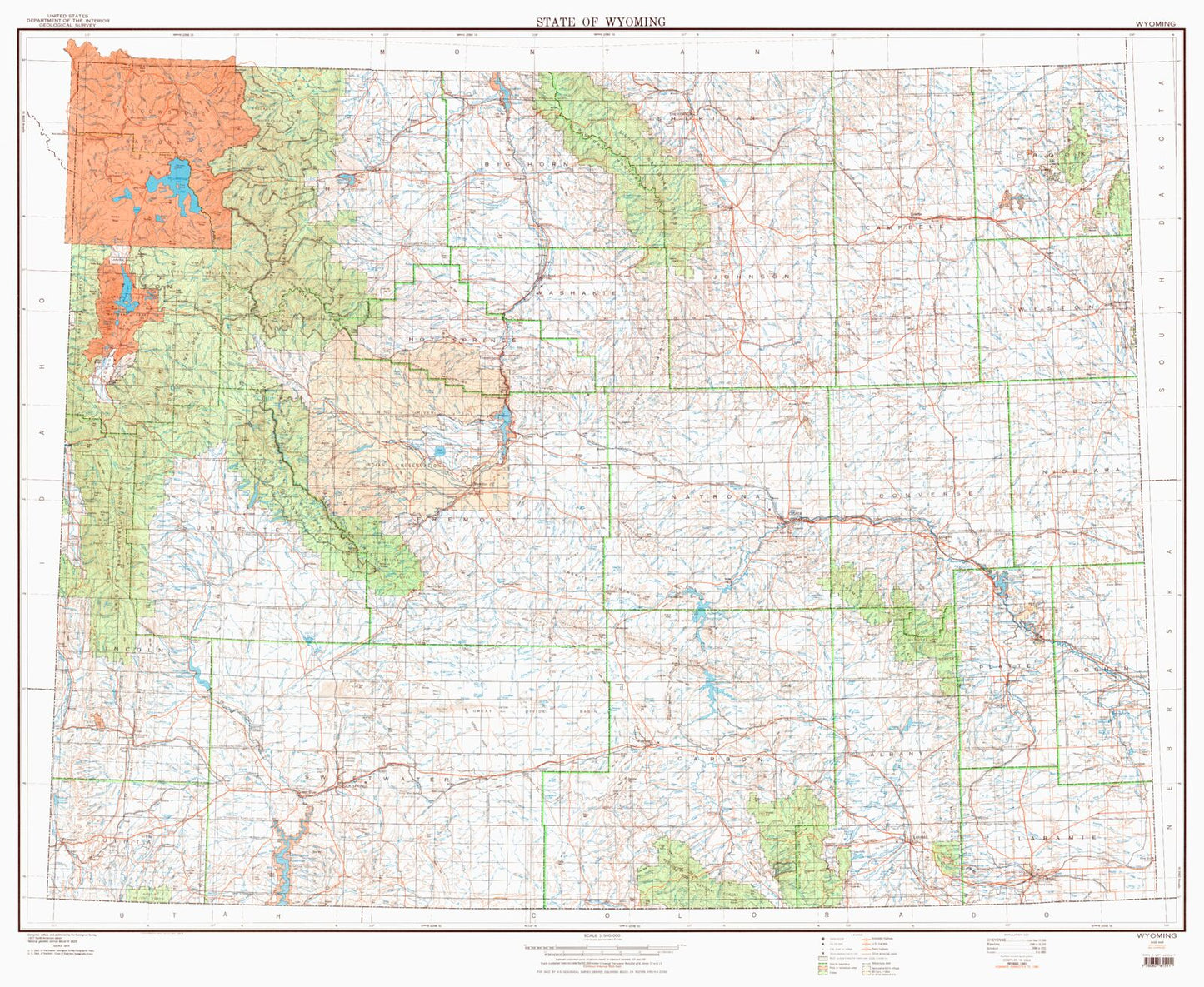 State of Wyoming Topographic Map