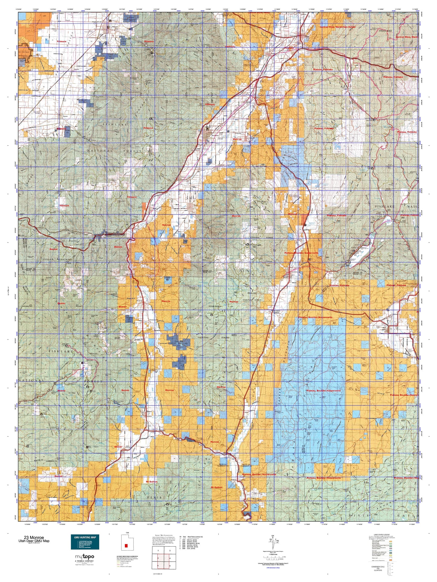 Utah Deer GMU 23 Monroe Map Image