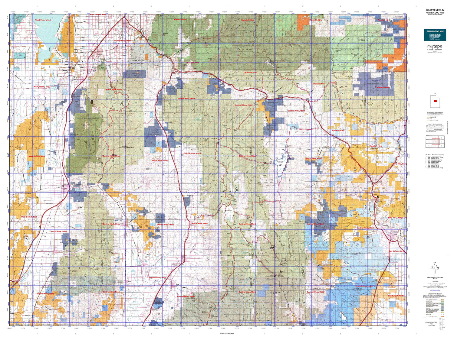 Utah Elk GMU Central Mtns N Map Image