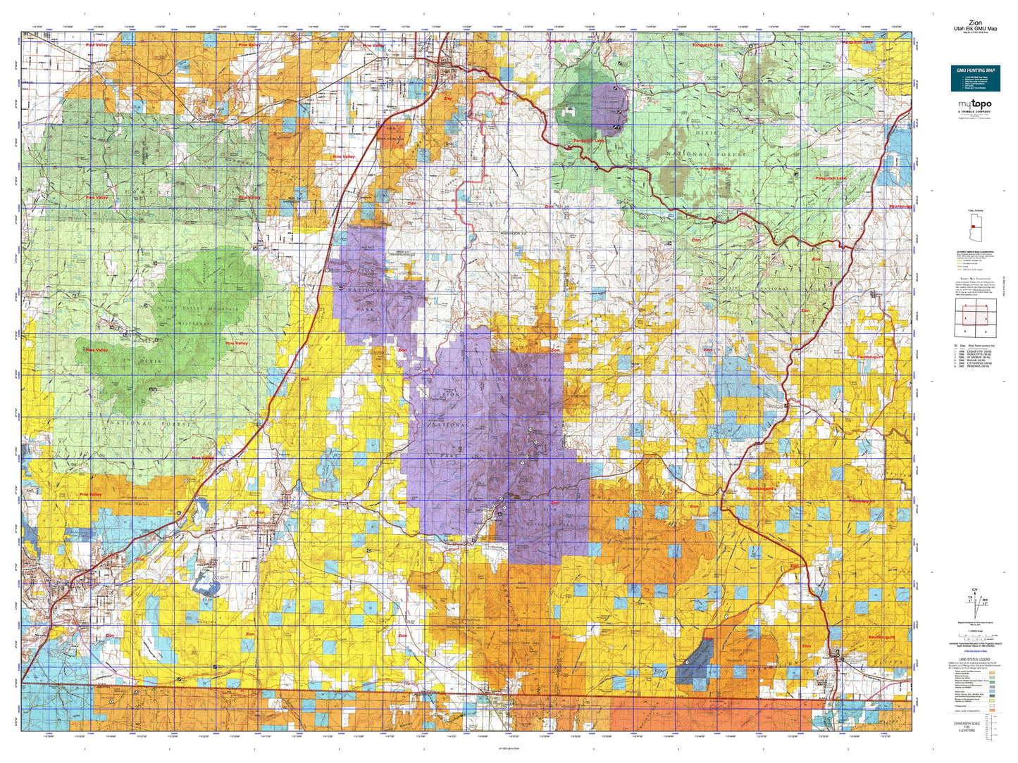 Utah Elk GMU Zion Map Image