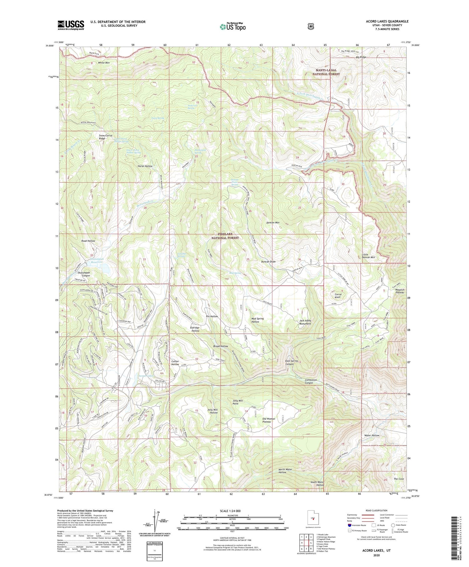 Acord Lakes Utah US Topo Map Image