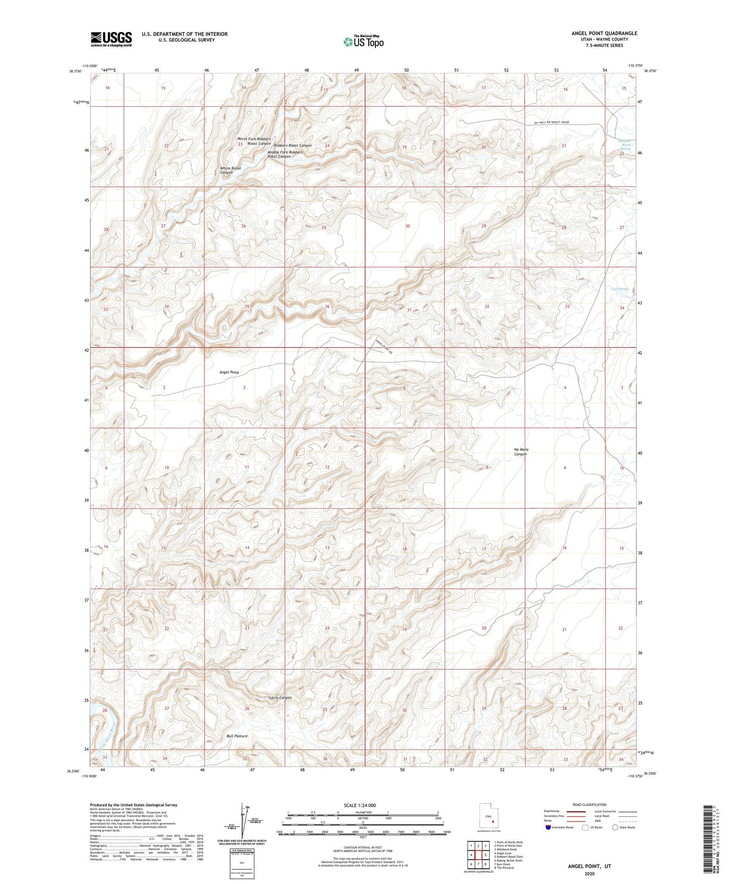 Angel Point Utah US Topo Map Image