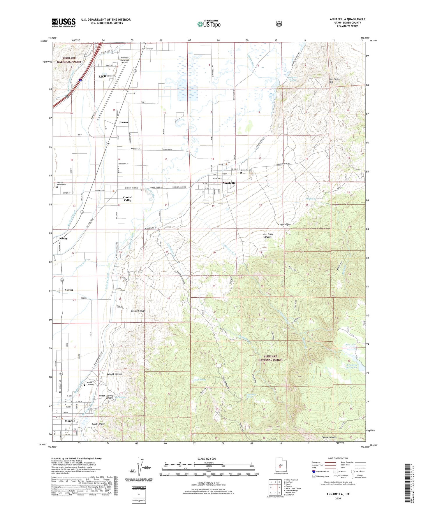 Annabella Utah US Topo Map Image