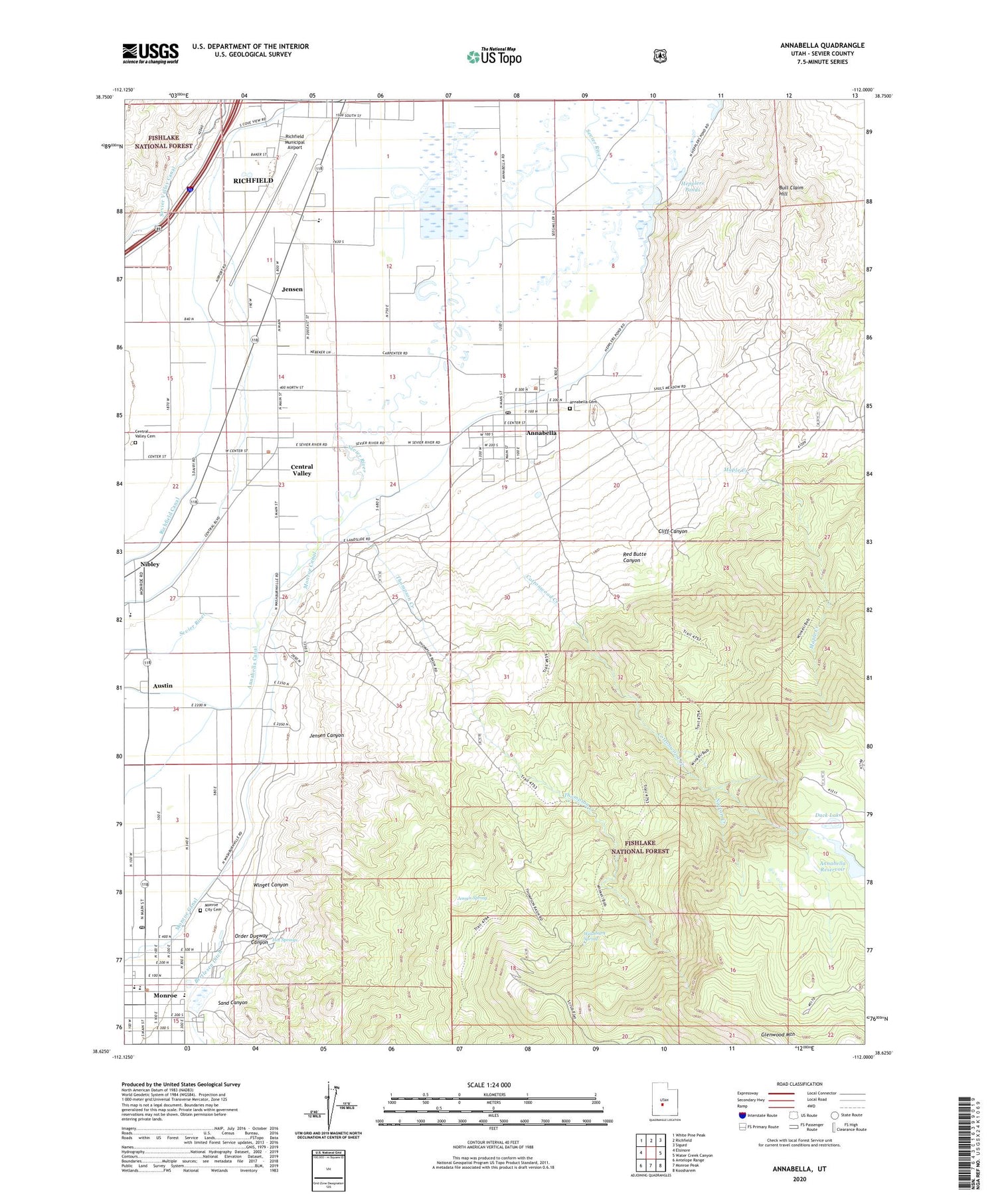 Annabella Utah US Topo Map Image