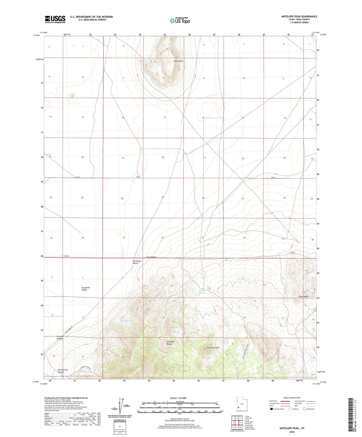 Antelope Peak Utah US Topo Map Image