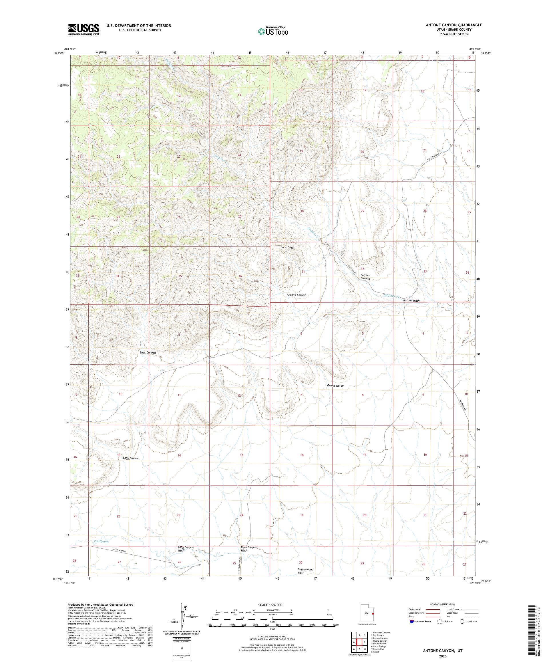 Antone Canyon Utah US Topo Map – MyTopo Map Store