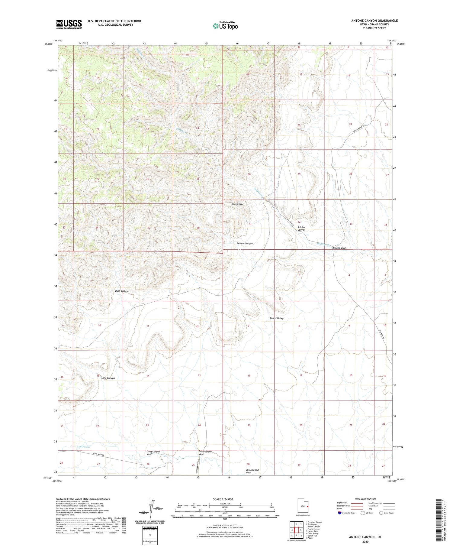 Antone Canyon Utah US Topo Map Image